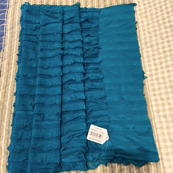 Beautiful New Turquoise Ruffle Scarf/Wrap - Picture 2 of 3